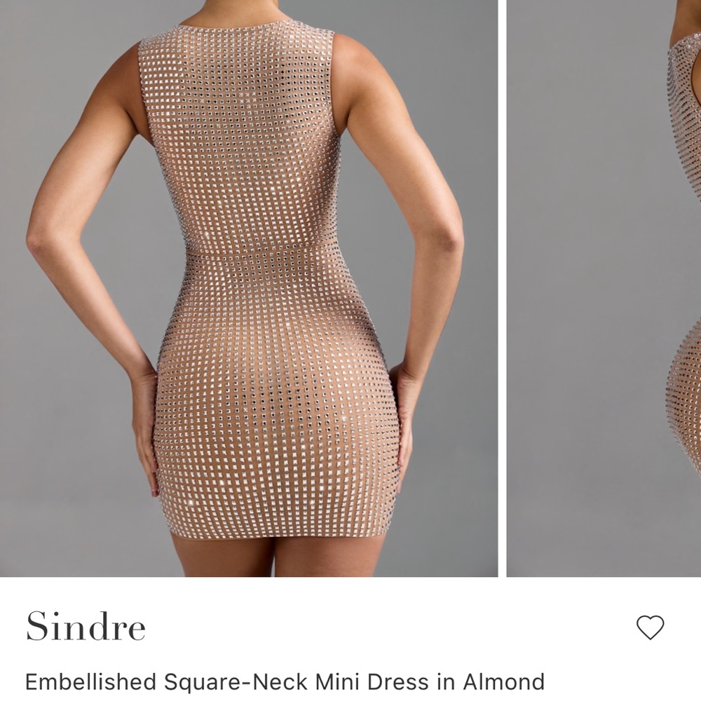 Oh Polly Almond Embellished Mini Dress